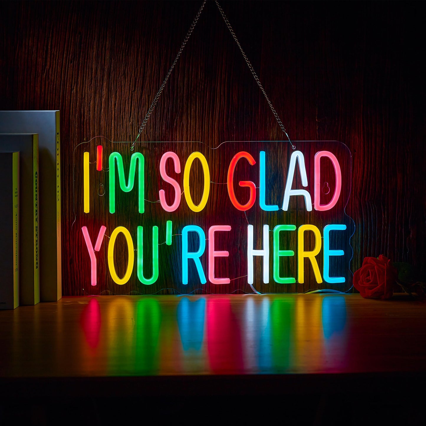 I'm So Happy You're Here Neon Sign for Wall Décor Dimmable LED Neon Light USB Powered Neon Art Signs Decor
