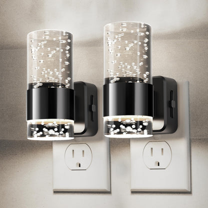 L LOHAS LED Night Light,Dimmable Night Lights Plug into Wall, 2 Pack Acrylic Nightlights with 0-100 LM Adjustable Brightness, 3000K Plug in Night Light with Dusk to Dawn Sensor, for Bathroom Hallway