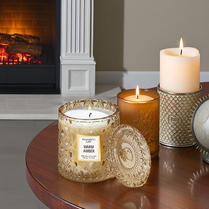 Chloefu LAN Amber Candles, Luxury Candle for Home Scented, Long Burning Time, Holiday Gifts, All Natural Soy Wax Decorative Candles, Scented Candle Gifts for Men&Women, 8.1oz