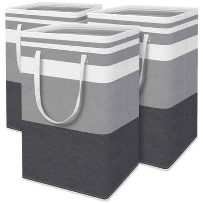 HomeHacks 3-Pack Large Laundry Basket,75L Each Waterproof, Freestanding Laundry Hamper, Collapsible Tall Clothes Hamper with Extended Handles for Clothes in the Dorm and Family-Gradient Grey