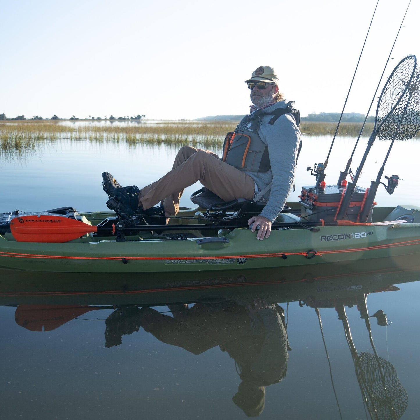 Wilderness Systems Recon 120 HD - Sit on Top Fishing Kayak - 360 Degree ACES seat & Helix PD™ Pedal Drive System - 12 ft - Ranger Green