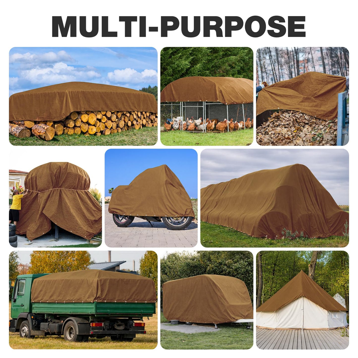 Winpull Heavy Duty Canvas Tarp 12x20 ft, 12oz (350 GSM) Polyester Canvas Water-Resistant Tarp with Rustproof Grommets, Tear-Resistant Outdoor Cover for Wood Piles, Camping, Trailer & Equipment
