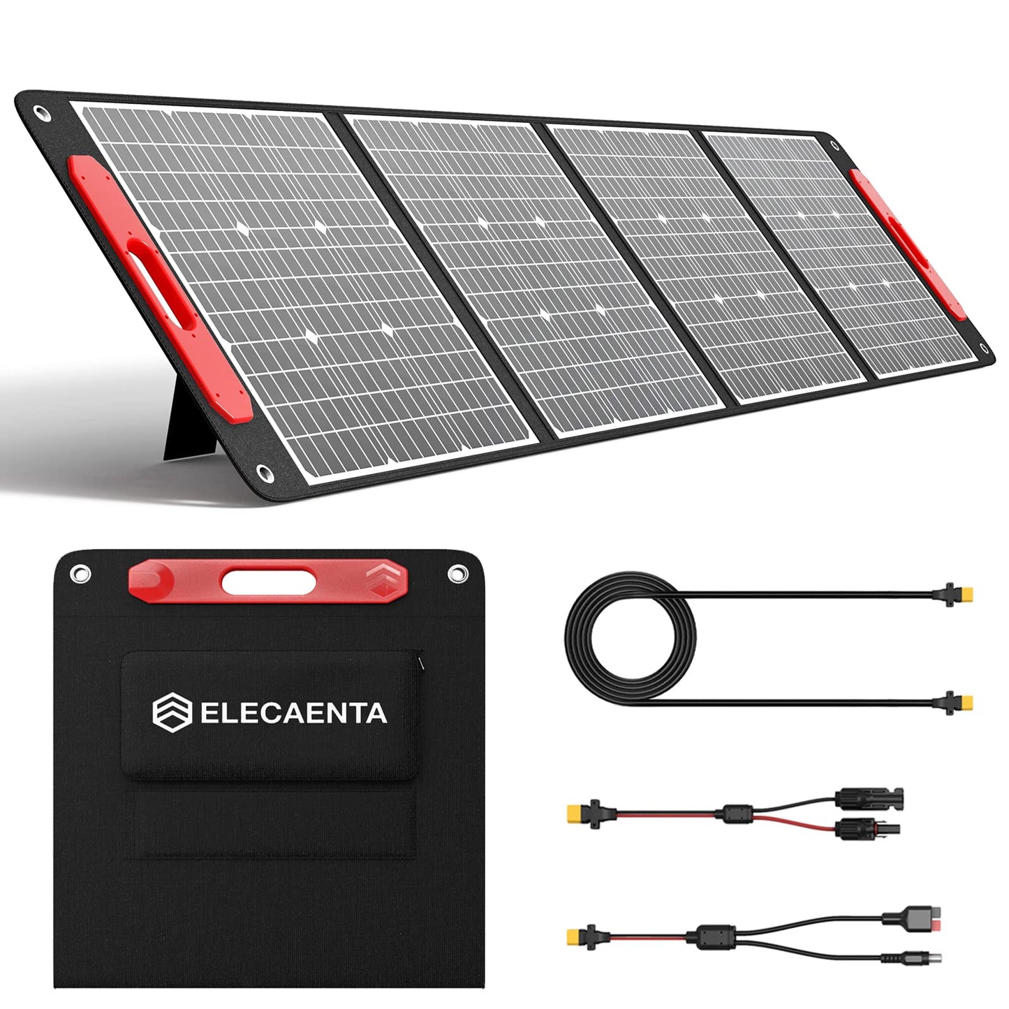 ELECAENTA 200W Portable Solar Panel for Jackery/EF Ecoflow/Bluetti/Anker Power Station, 25% Conversion, Ultra Lightweight, Flexible & Foldable Solar Charger for Outdoors RVs Camping Off Grid