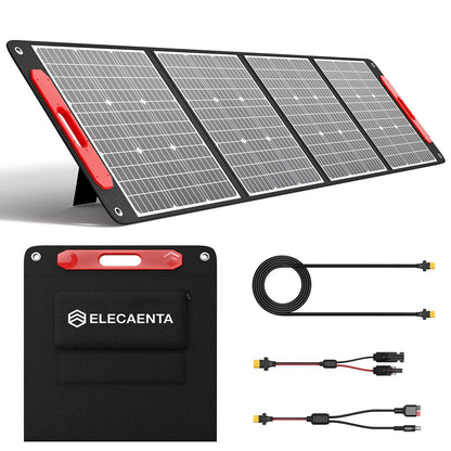 ELECAENTA 200W Portable Solar Panel for Jackery/EF Ecoflow/Bluetti/Anker Power Station, 25% Conversion, Ultra Lightweight, Flexible & Foldable Solar Charger for Outdoors RVs Camping Off Grid