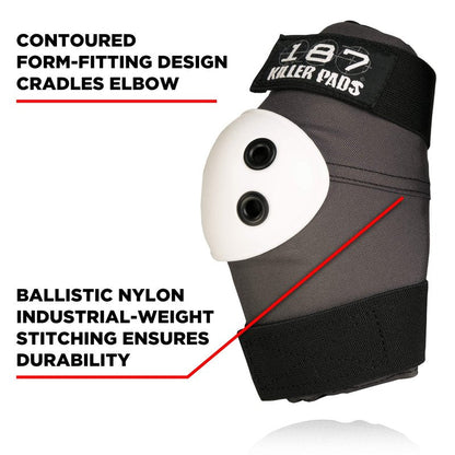 187 KILLER PADS -ELBOW - M Grey with White Cap (ELMA107)