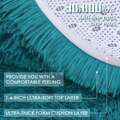 OLANLY 3x5 Soft Fluffy Shaggy Bedside Rug - Machine Washable Indoor Carpet for Kids & Nursery | Teal