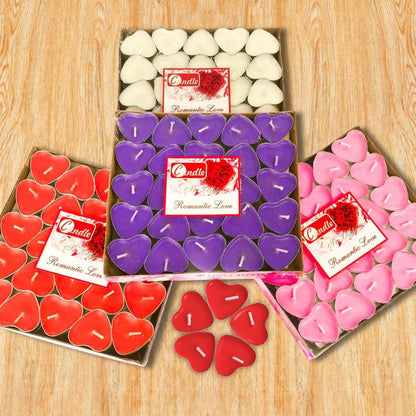 IJRPLM 50 Pack Heart Shaped Tealight Candles, Romantic Love Unscented Tea Lights Candles, Dripless & Long Lasting Smokeless, Mini Tealight Candle for Wedding Party Home Decor, Pink