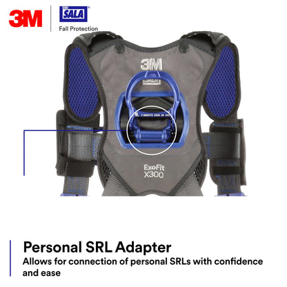 3M 1403071 DBI-SALA ExoFit X300 Comfort Construction Safety Harness Fall Protection, OSHA, ANSI, Lightweight Aluminium Back D-Ring, Auto-Locking Quick Connect Chest and Leg Buckles, Medium
