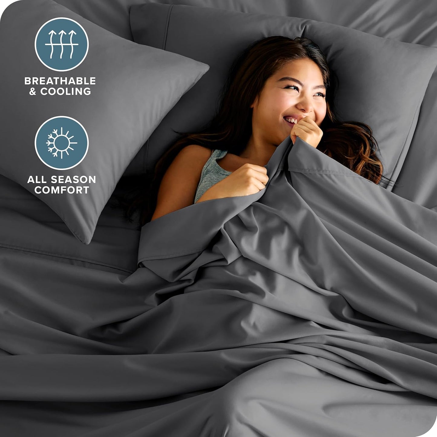 Bare Home Queen Sheet Set - Ultra-Soft 1800 Microfiber Bedding - Deep Pockets - 4 Piece Set | Grey