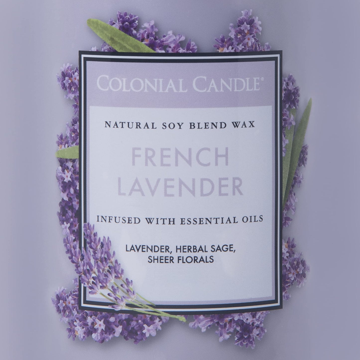 Colonial Candle French Lavender Scented Jar Candle, Classic Cylinders Collection, 2 Wick, Purple, 19 oz - Up to 120 Hours Burn