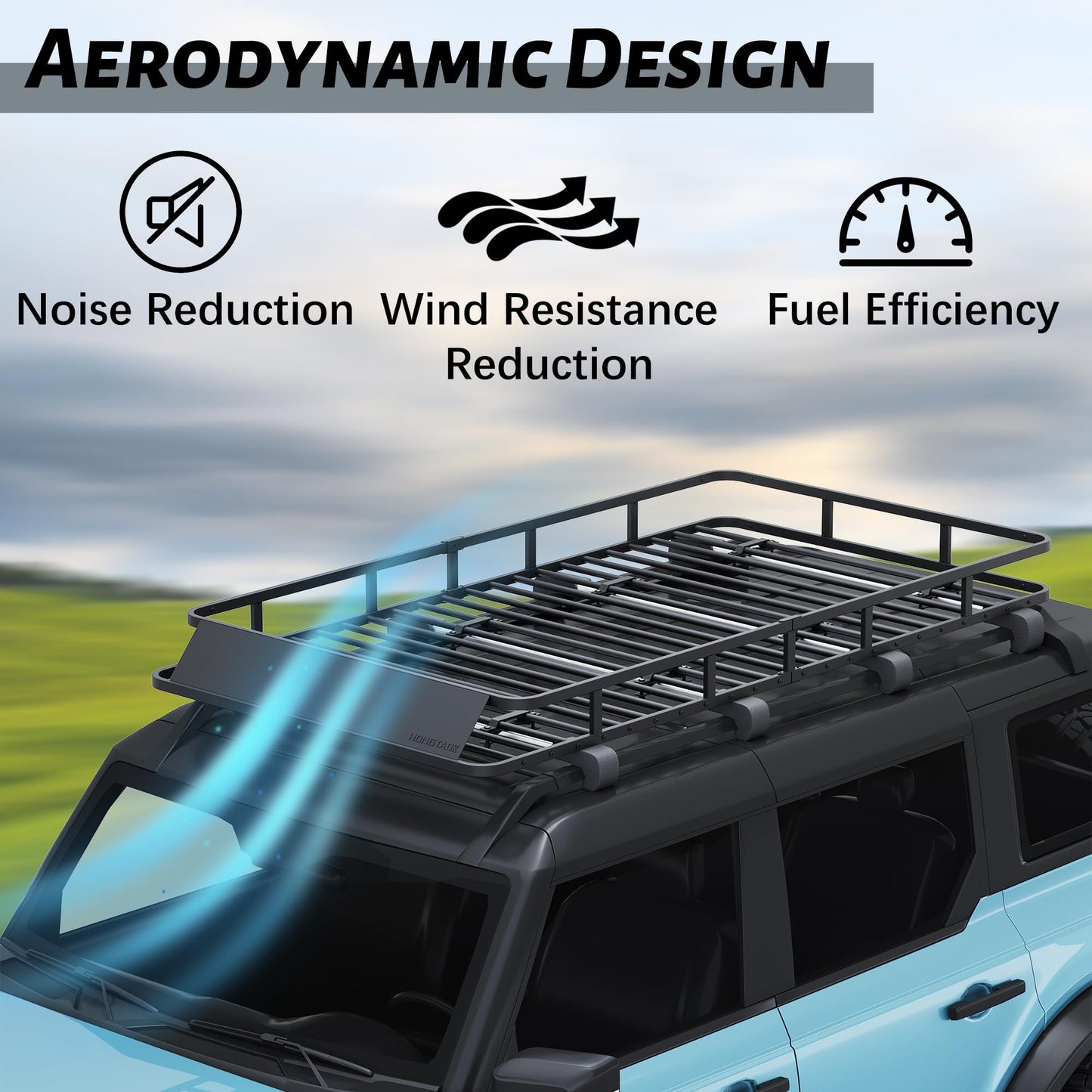 HongTaok 85" x 45" x 6" Universal Roof Rack, Extra Wide Rust-Proof Roof Cargo Basket for SUV, Heavy Duty Steel Rooftop Cargo Carrier, Car Top Luggage Holder 150LBS Capasity, Easy Assembly, Black