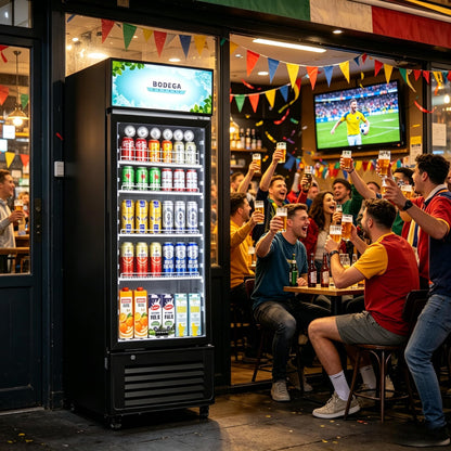BODEGACOOLER Commercial Merchandiser Refrigerator,10 Cu.Ft Commercial Beverage Cooler with Single Glass Door,Upright Door Display Refrigerator Drink Commercial Bar Cooler with 4 Adjustable Shelves