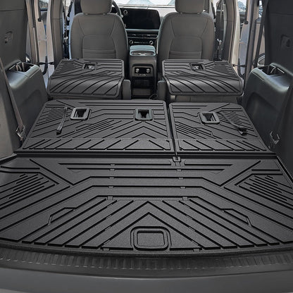 JOULARISE Floor Mats Set for 2024-2026 Chevy Traverse & 2024-2026 GMC Acadia & 2025-2026 Buick Enclave, Only for 7 Seats Captain Chairs, All Weather TPE Cargo Liner Door Sill Guards Accessories