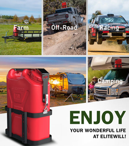 ELITEWILL 4 Place Weedeater Rack for Open/Enclosed Trailers and 5 Gallon Water Containers Mount Holder, Lockable 20L Water Storage Bracket