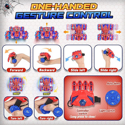 Spider Gesture Sensing Remote Control Car Double Sided RC Cars with Full-Body Light 2.4GHz Hand Controlled Rechargeable RC Stunt Car Toys for Boys 4 5 6 7 8 9 10 11 12