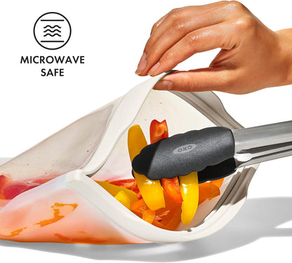 OXO Good Grips Silicone Reusable Bag – Stand-Up Snack (12 oz) – Oat