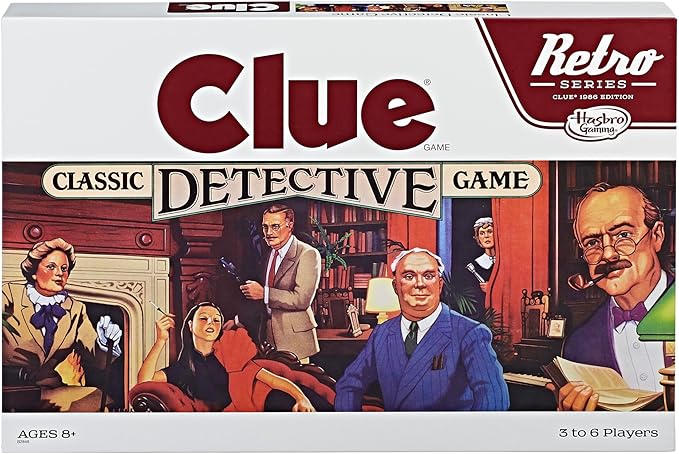 Hasbro Gaming Retro Series Clue 1986 Edition Board Game Classic Mystery Game for Kids Family Board Games for 3-6 Players Ages 8+ (Amazon Exclusive)