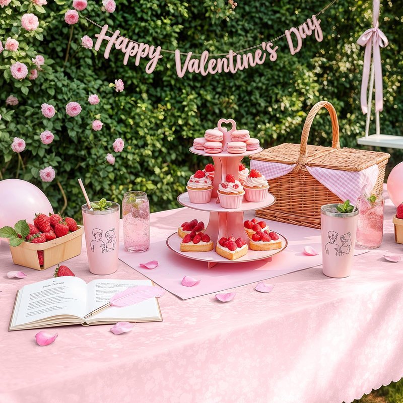 Smiry Square Table Cloth, Waterproof Heavy Duty Vinyl Tablecloths, Wipeable Washable Table Cover for Kitchen, Dining Room & Valentines(Pink, 54" X 54")