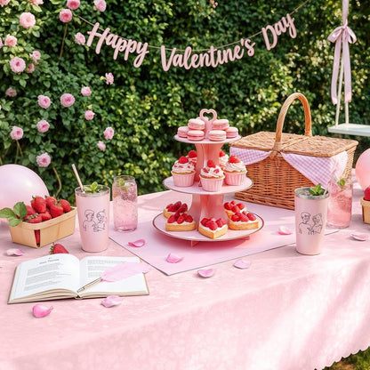 Smiry Square Table Cloth, Waterproof Heavy Duty Vinyl Tablecloths, Wipeable Washable Table Cover for Kitchen, Dining Room & Valentines(Pink, 54" X 54")