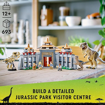 LEGO Jurassic Park Visitor Center: T. rex &amp Raptor Attack 76961 Buildable Dinosaur Toy Gift for Teens and Kids Aged 12 and Up Including a Dino Skeleton Figure 6 Minifigures and More