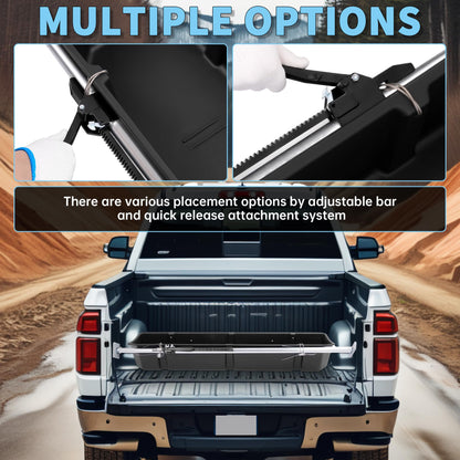 HECASA Adjustable 55-69 inch Truck Storage Box Compatible with Ford Chevy Chevrolet GMC Dodge Ram Toyota Nissan, Universal Truck Bed Storage Cargo Organizer Beds, Secure Cargo Organizer