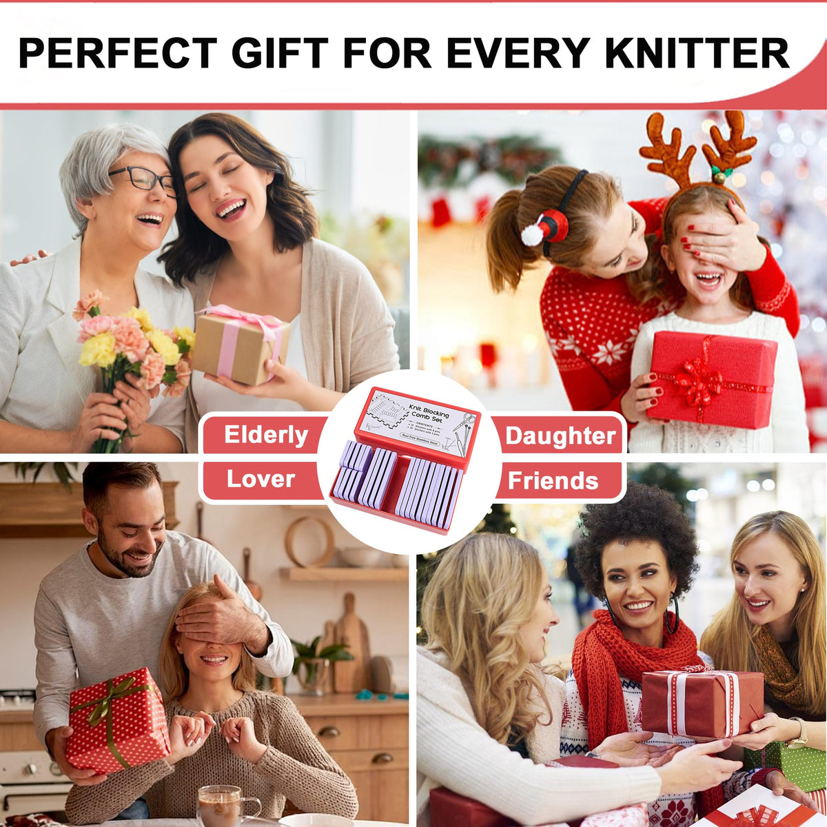 Knit Blockers Pins Kit, 25Pcs Knit Blocking Combs & 30 T-pins for Knitting Blocking Board Mats, Crochet Knitting Pins for Crochet Projects Sewing Lace Needlework Projects Tool (White)