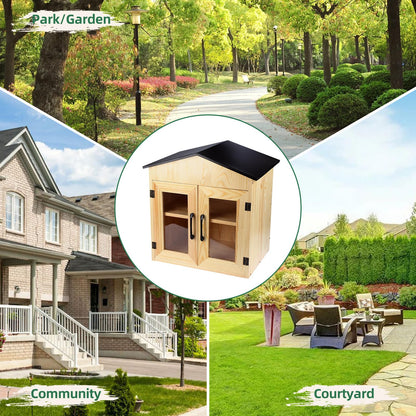 PEAYLI Outdoor Library Outdoor Book Box Storage Small Wooden Cabinet Little Literature Box for Neighborhoods Community and Schools Sharing Books, Flyers, Newspapers