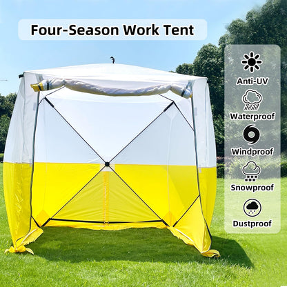 XIXIKANK Pop Up Work Tent Instant Tool-Free Setup Portable Shelter for Outdoor Worksite, Construction, Gardening,Roadside Repairs,Emergency Shelter- Waterproof & UV Resistant Canopy 6ft x 6ft x 6.6ft