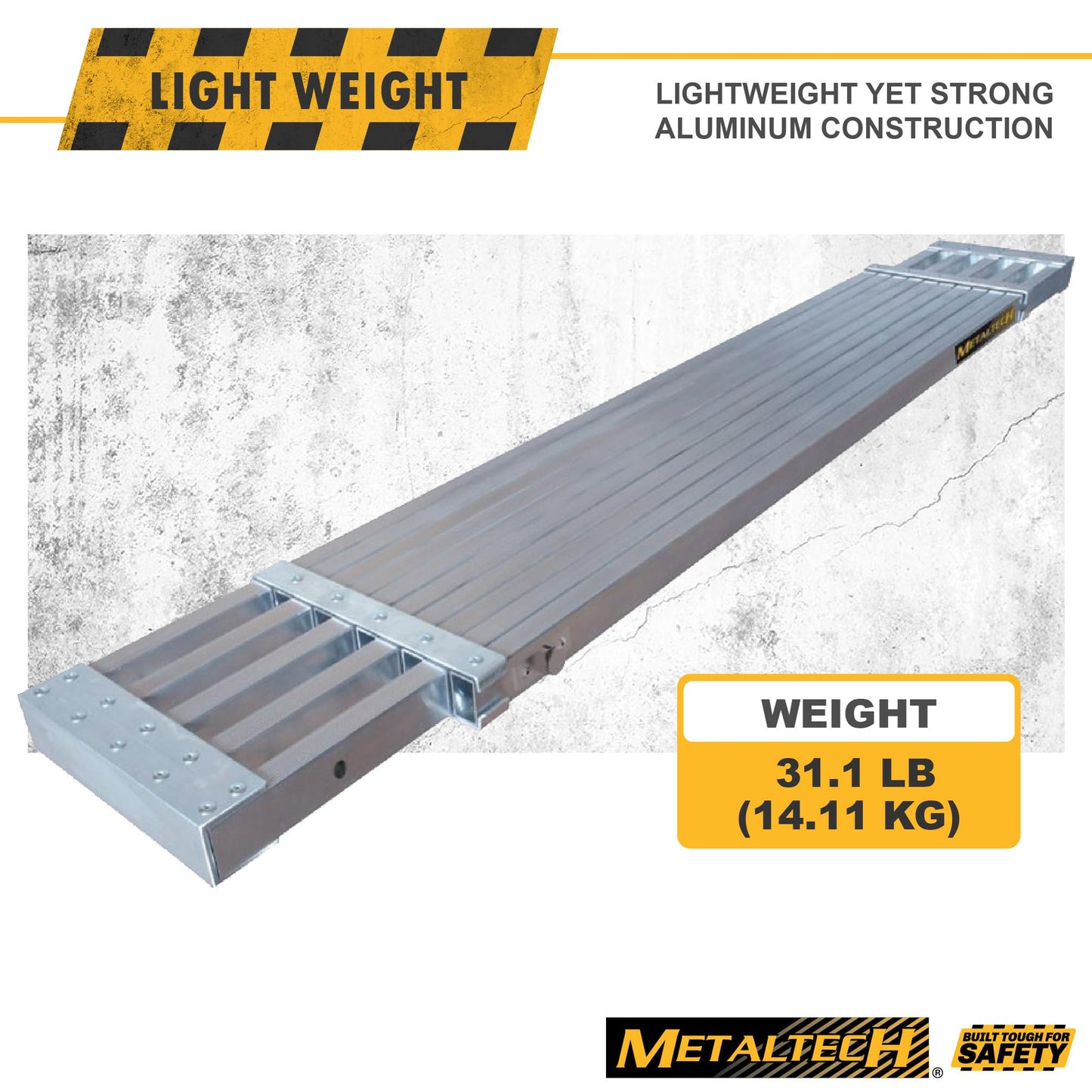 Metaltech M-PEP7000AL Telescopic Aluminum Plank Board, 6 to 9-ft. Adjustable Work Platform for Step Ladders and Sawhorses, Work Plank, Ladder Accessory, and Scaffold Tool for Home Improvement