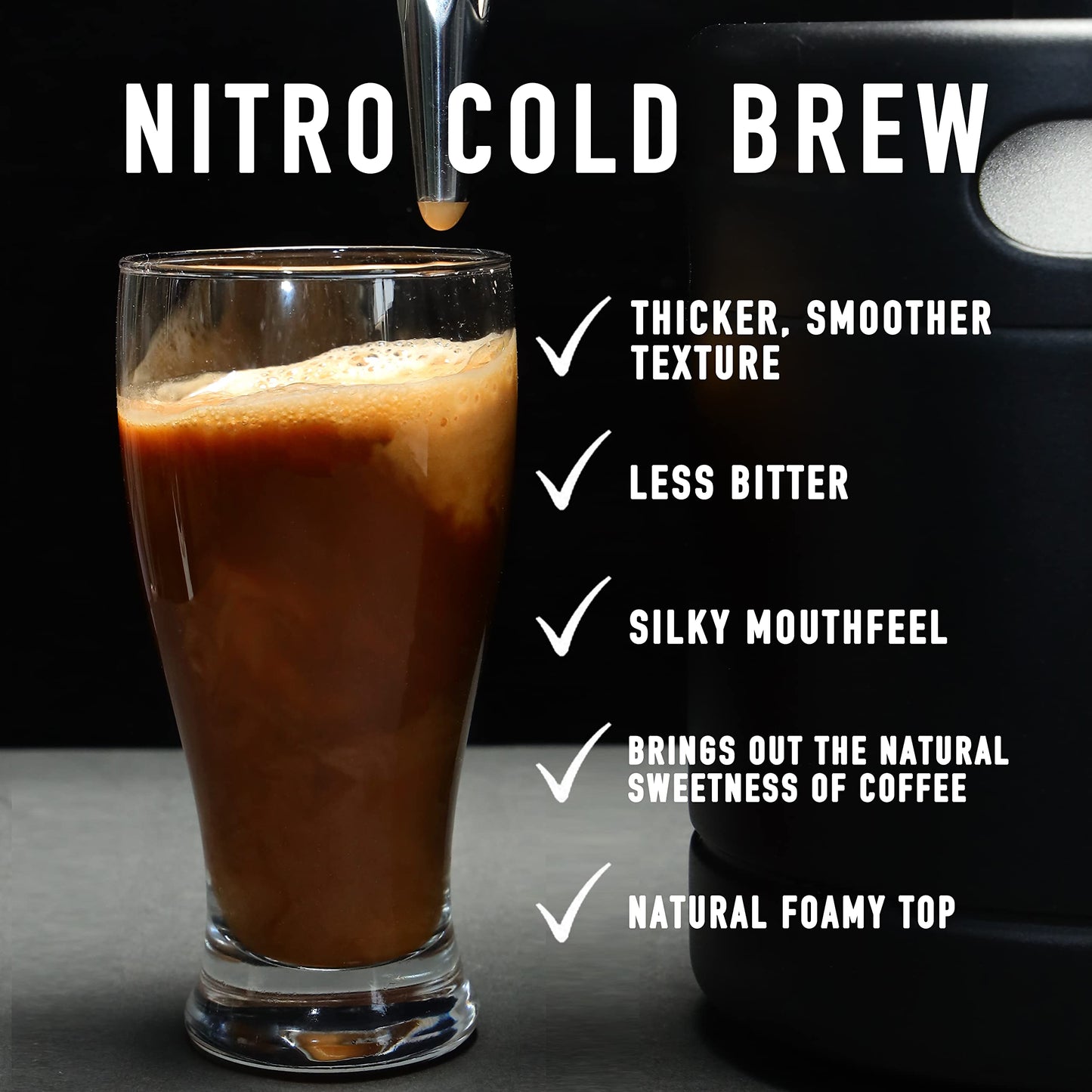 TMCRAFT 64oz Nitro Cold Brew Coffee Maker, Home Brew Coffee Keg with Stainless Steel Stout Creamer Faucet & Pressure Relieving Valve