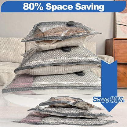 Vacbird Vacuum Storage Bags - 15 Pack Travel Size with USB Pump | Space Saver for Clothes