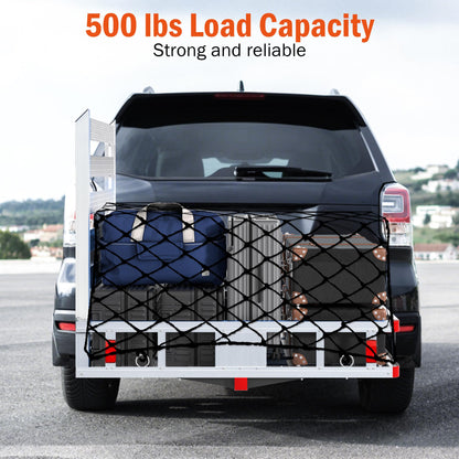 Aluminum Hitch Cargo Carrier with Ramp, 50" x 29.5" x 8.7" Trailer Hitch Cargo Carrier Hitchs Mount Cargos Hitchs Carriers, 500lbs Capacity, Fit 2" Receiver for Suvs Trucks Vans Pickups Camping