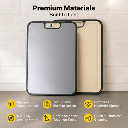 ChopChop USA Double-Sided Titanium Cutting Board – Food Grade, Rustproof, Dishwasher Safe, Durable Kitchen Board for Meat & Vegetables – Great for Daily Cooking, BBQ, Camping & Holiday Meals (Medium)