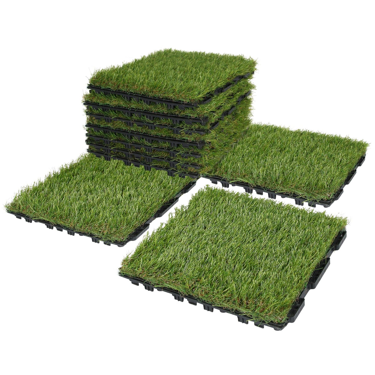 XLX TURF Interlocking Artifical Grass Tiles 18 PCS - 12"x12" Fake Grass Square for Dog Potty Kennel - Indoor Outdoor Turf Self-draining Deck Flooring Decor Balcony Patio - U Shape Buckle System
