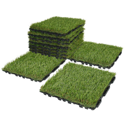 XLX TURF Interlocking Artifical Grass Tiles 18 PCS - 12"x12" Fake Grass Square for Dog Potty Kennel - Indoor Outdoor Turf Self-draining Deck Flooring Decor Balcony Patio - U Shape Buckle System