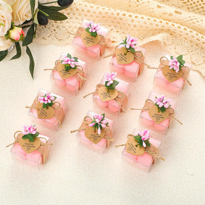 MTLEE Mini Bubble Candles Wedding Favors Gifts for Guests 1.57" x 1.38" Bubble Candles with Cards Dried Flowers DIY Gift Set for Baptism Party Bridal Shower Thank You Gifts(Pink,30 Sets)