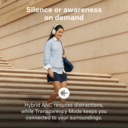 Sennheiser ACCENTUM Wireless Bluetooth Headphones – Hybrid ANC Noise Cancelling, 50‑Hour Battery, Lightweight Over‑Ear Design, Clear Calls, Travel & Work Headset, White