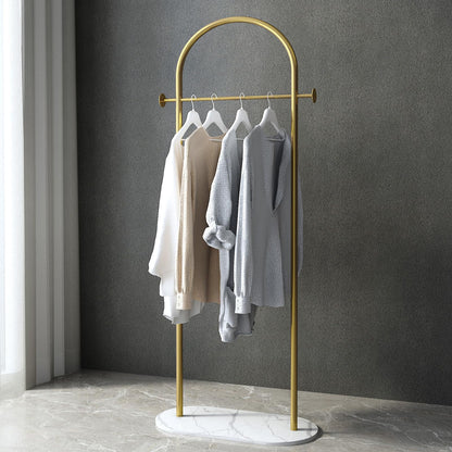 BUZUEY Freestanding Clothing Rack with Marble Base,Modern Gold Arch Garment Rack for Small Spaces,Sturdy Metal Coat Rack,Clothes Racks for Hanging Clothes in Bedroom,Closet,Entryway,Boutique Display