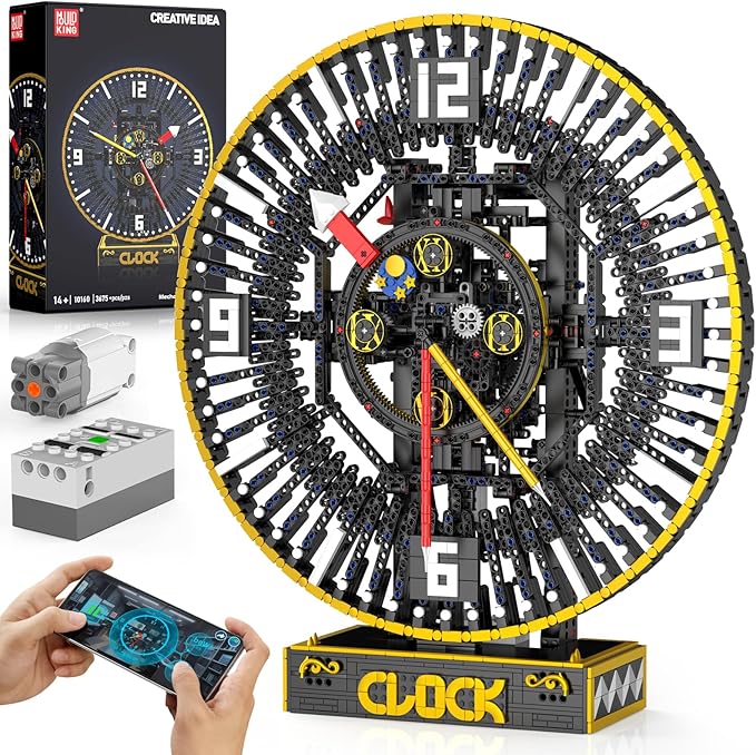 Mould King Cyberpunk Grand Clock Building Set 10160 3675+ PCS Motorized DIY Clock Model with Mechanical Gears APP Control &amp Real-Time Display Advanced Engineering Toy for Adults &amp Teens 14+