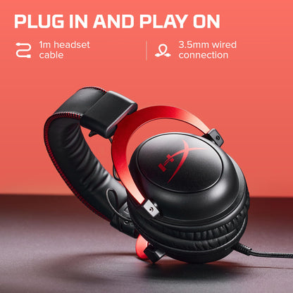 HyperX Cloud II - Gaming Headset, 7.1 Surround Sound, Memory Foam Ear Pads, Durable Aluminum Frame, Detachable Microphone, Works with PC, PS5, PS4, Xbox Series X|S, Xbox One – Red