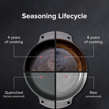 SOLIDTEKNICS 10" Naturally Seasoned Australian Iron Skillet – Lightweight Durable Outdoor Frying Pan for Camping, Grill, Smoker, Fire Pit & Campfire Cooking Portable Cookware for All Adventures