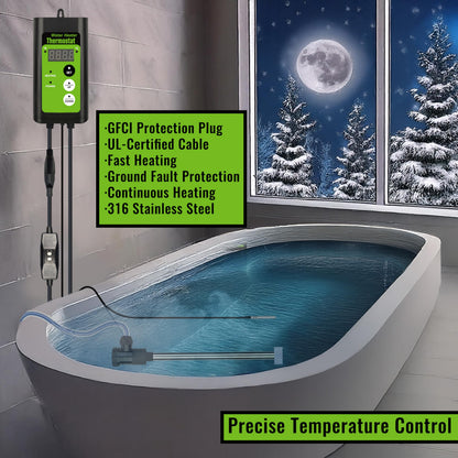 LINGLONGTEMP 2000W Submersible Hot Tub & Pool Portable Electric immersion Water Heater with Temp Control, GFCI for Swimming Pool, Pond, Bathtub, inflatable pool, Baptismal, above ground pool & Spa tub