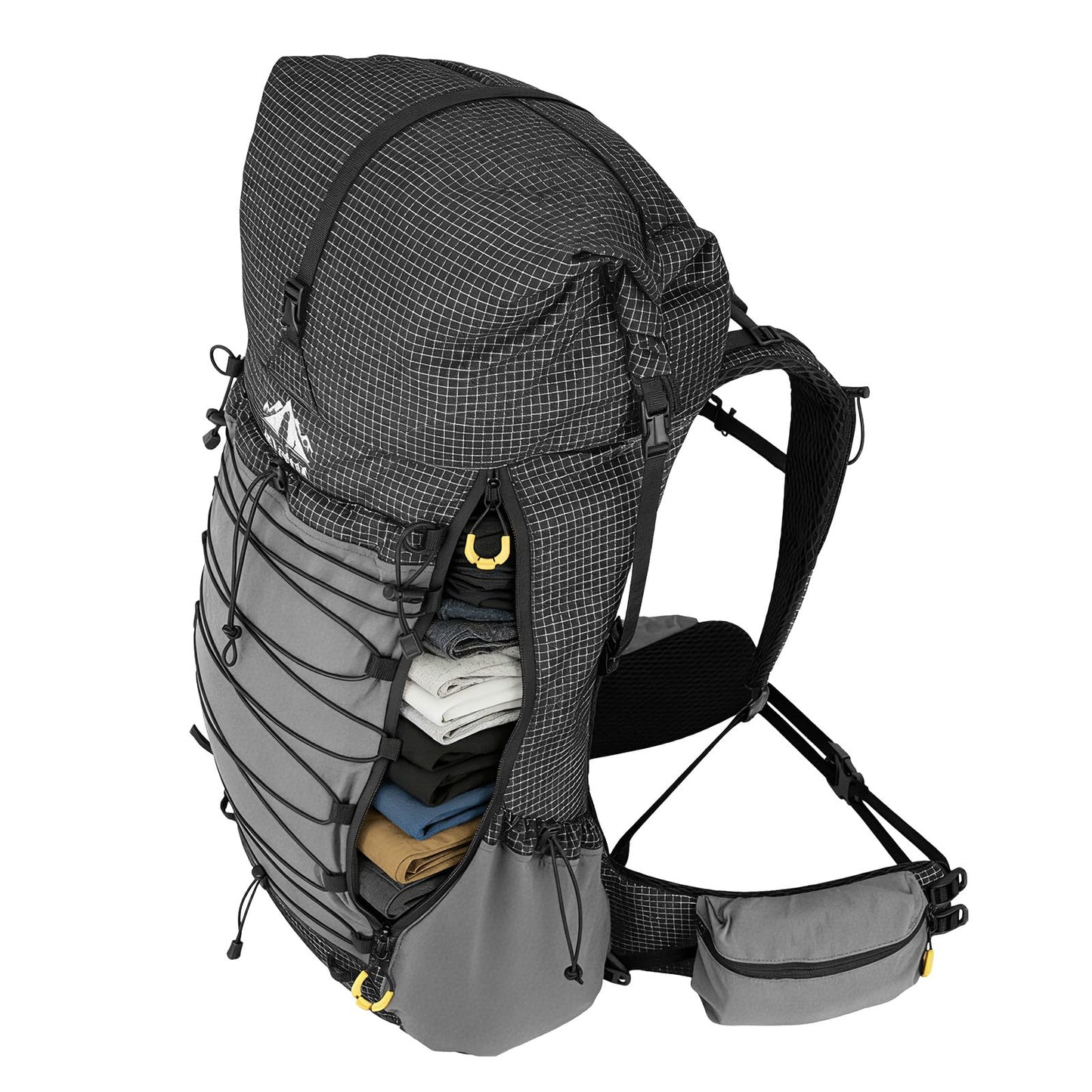 Night Cat Internal-frame Hiking Backpcack: 50L / 60L / 70L Roll Top Lightweight Travel Backpack with Rain Cover for Men Women Hiking Camping Backpacking Black