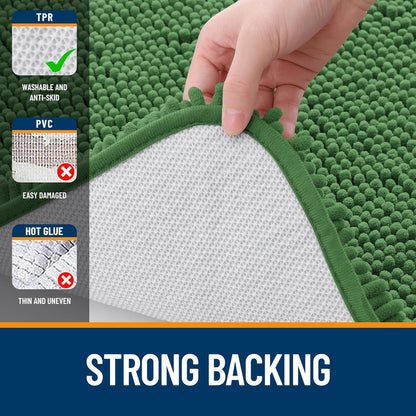 OLANLY Large Bathroom Rugs - Extra Soft Chenille Bath Mats | 70x46, Quick Dry, Machine Washable, Olive Green