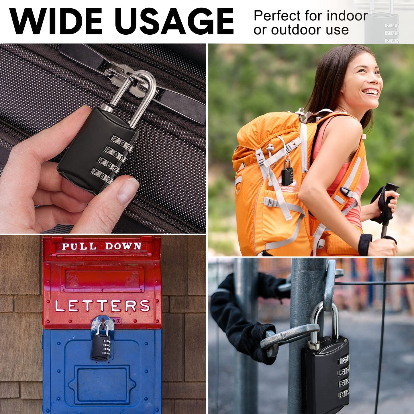 100 Pcs 4 Digit Combination Lock Bulk Small 4 Digit Combo Locks Waterproof Outdoor Combo Locker Black Keyless Number Padlock for Traveling Luggage Toolbox Gym Door Locker Suitcases Fence Cabinet
