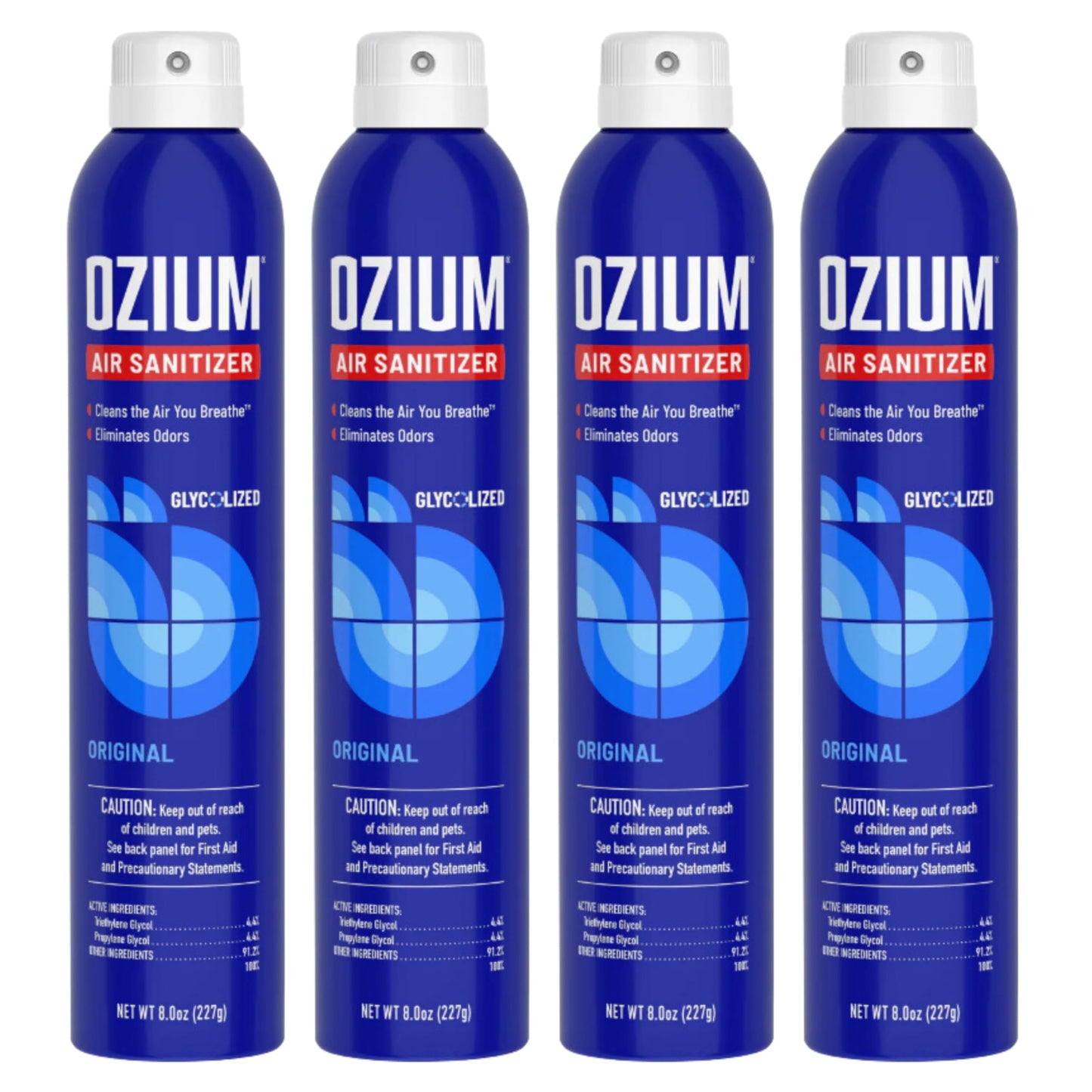 Ozium® 8 Oz. Air Sanitizer & Odor Eliminator for Homes, Cars, Offices and More, Original Scent - 4 Pack | Reduces Airborne Bacteria Eliminates Smoke & Malodors