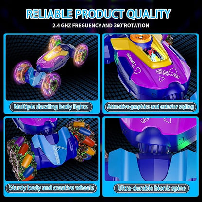 Gesture Sensing RC Stunt CarRemote Control Car Toys for Ages 5-7-13with Lights Music Spray4WD 360° Spins All Terrains Kids Toys RC Cars3-6 Year Old Boy Birthday Gift &amp 3-12 Best Gift for Kids