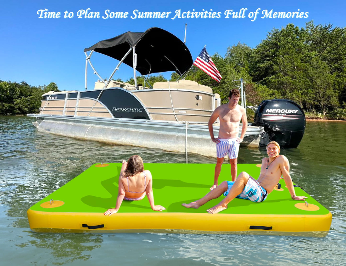 Inflatable Floating Dock for Lakes, Thick and Extra Wide Lake Floats for Adults, Non-Slip Air Dock Platform with Portable Carrying Bag, Floating Platform Island for Pool Beach Ocean