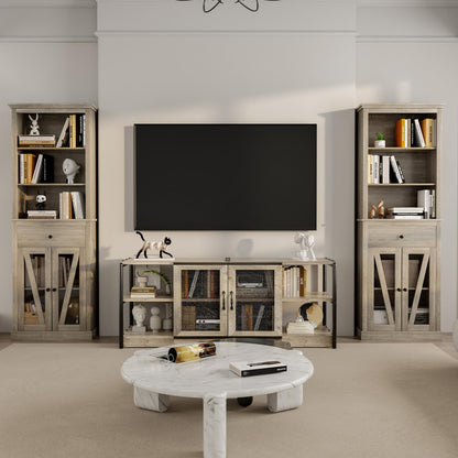Garvee Kitchen Pantry Cabinet, Pantry with Adjustable Shelves, Farmhouse Cabinet for Living Room, Bathroom, Grey