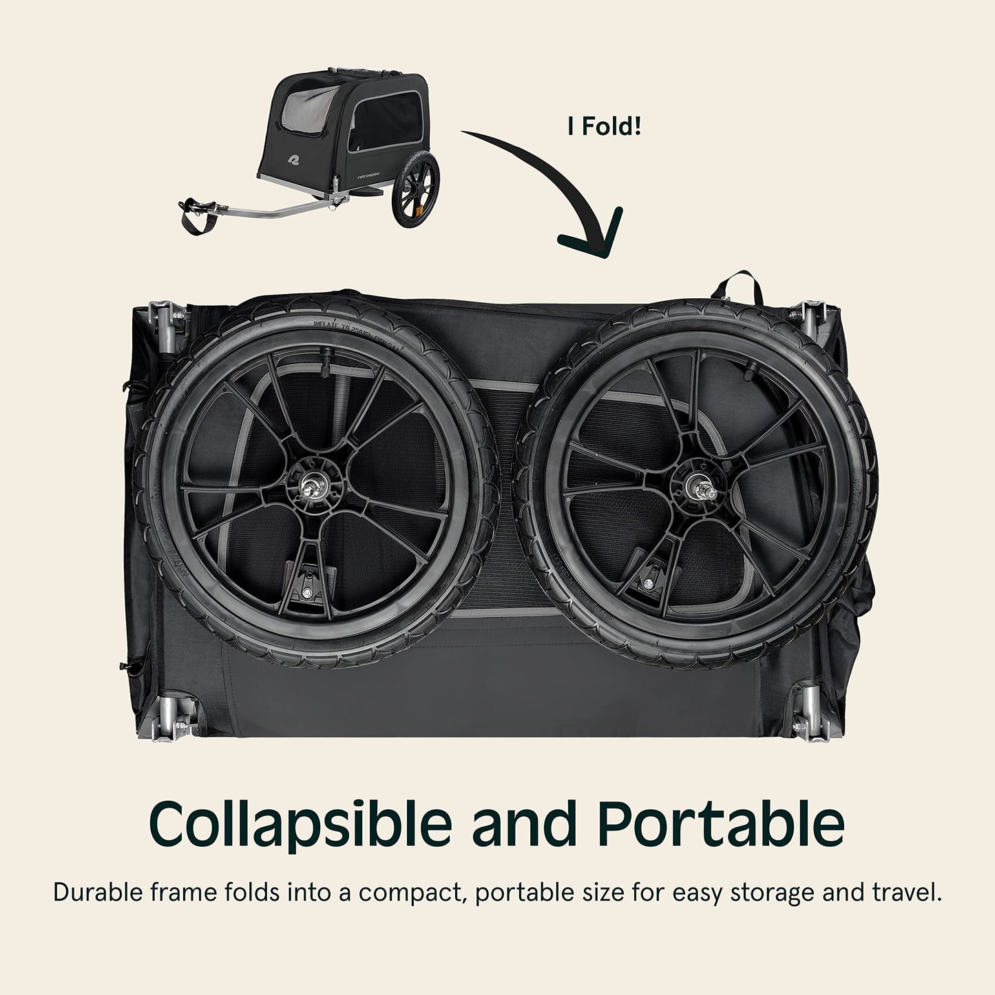 Retrospec Rover Hauler Pet Bike Trailer - Small & Medium Sized Dogs Bicycle Carrier - Foldable Frame with 16 Inch Wheels - Non-Slip Floor & Internal Leash - Black, One Size